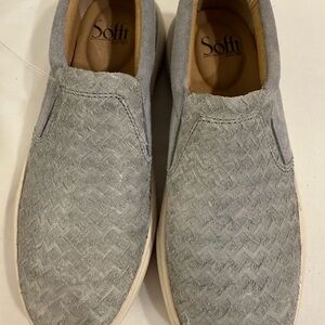 Sofft Gray Loafers Slip-Ons with Chevron Pattern